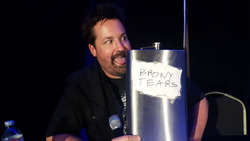 Size: 4608x2592 | Tagged: safe, human, alcohol, brony, brony tears, bronycan, flask, irl, irl human, larson you magnificent bastard, m.a. larson, no pony, photo, your tears are delicious