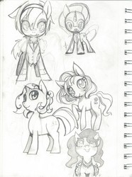 Size: 3797x5106 | Tagged: safe, artist:alts-art, oc, oc only, earth pony, pony, unicorn, raspberry, sketch, smiling, tongue out, traditional art