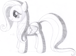Size: 1856x1372 | Tagged: safe, artist:aafh, fluttershy, pegasus, pony, g4, female, monochrome, simple background, solo, traditional art, white background