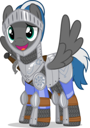 Size: 2457x3465 | Tagged: safe, artist:xenoneal, oc, oc only, oc:cloud zapper, pegasus, pony, armor, high res, male, simple background, solo, stallion, transparent background, vector