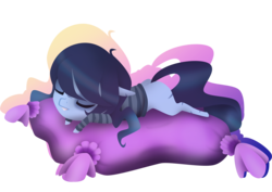 Size: 3508x2480 | Tagged: safe, artist:oneiria-fylakas, oc, oc only, earth pony, pony, chibi, female, high res, mare, pillow, simple background, solo, transparent background