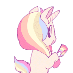 Size: 256x256 | Tagged: safe, artist:lyn, pony, unicorn, :d, animated, bipedal, cute, flag, gay pride, gay pride flag, gif, hoof hold, horn, lgbt, looking at you, open mouth, pride, pride flag, rainbow, simple background, smiling, solo, spinning, transparent background, unshorn fetlocks