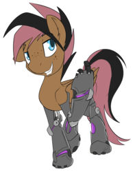 Size: 836x1078 | Tagged: safe, artist:beardie, oc, oc only, cyborg, pegasus, pony, amputee, beckoning, commission, female, prosthetic limb, prosthetics, quadruple amputee, simple background, transparent background