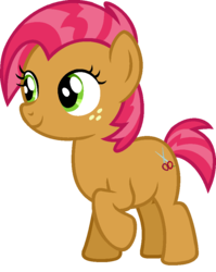 Size: 748x940 | Tagged: safe, artist:j-pinkie, babs seed, pony, g4, female, freckles, ms paint, raised hoof, simple background, solo, transparent background, vector