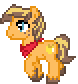 Size: 78x84 | Tagged: safe, artist:lost-our-dreams, oc, oc only, oc:golden delicious, earth pony, pony, kilalaverse, animated, gif, male, neckerchief, offspring, parent:applejack, parent:caramel, parents:carajack, pixel art, simple background, solo, stallion, transparent background, trotting, unshorn fetlocks