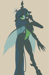 Size: 726x1122 | Tagged: safe, artist:grissaecrim, queen chrysalis, changeling, changeling queen, anthro, g4, adorasexy, colored sketch, crown, cute, cutealis, female, jewelry, looking at you, regalia, sexy, simple background, smiling, solo, stupid sexy chrysalis