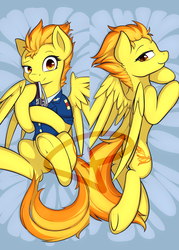 Size: 600x840 | Tagged: safe, artist:theparagon, spitfire, pegasus, pony, g4, bedroom eyes, body pillow, body pillow design, butt, clothes, female, firebutt, lidded eyes, looking at you, looking back, mare, plot, rear view, seductive, seductive look, seductive pose, sexy, smiling, stupid sexy spitfire, sunglasses, underhoof, uniform, watermark, wonderbolts dress uniform