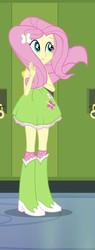Size: 321x843 | Tagged: safe, screencap, fluttershy, equestria girls, g4, my little pony equestria girls, boots, clothes, cropped, female, shoes, skirt, solo