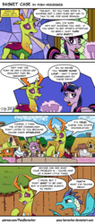 Size: 987x2320 | Tagged: safe, artist:pony-berserker, princess ember, spike, thorax, twilight sparkle, oc, oc:longhaul, oc:southern comfort, alicorn, changedling, changeling, dragon, earth pony, pony, g4, triple threat, comic, implied shipping, implied sparity, implied straight, king thorax, twilight sparkle (alicorn), whining