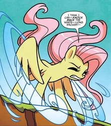 Size: 713x808 | Tagged: safe, artist:agnesgarbowska, edit, idw, official comic, fluttershy, a health of information, g4, spoiler:comic, spoiler:comic58, comic, cropped, flapping, wings