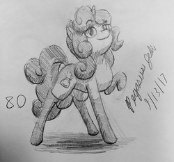 Size: 2388x2229 | Tagged: safe, artist:floofyfoxcomics, oc, oc only, oc:autumn science, pony, unicorn, female, high res, mare, monochrome, solo, traditional art