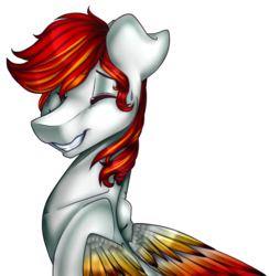 Size: 700x716 | Tagged: safe, artist:symphstudio, oc, oc only, oc:heartfire, pegasus, pony, eyes closed, male, simple background, smiling, solo, stallion, transparent background