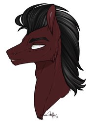 Size: 768x1024 | Tagged: safe, artist:dementra369, oc, oc only, oc:kyrel, earth pony, pony, blind, bust, male, solo