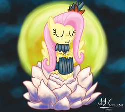 Size: 685x615 | Tagged: safe, artist:mitconnors, fluttershy, pony, g4, clothes, cosplay, costume, crossover, eyes closed, female, queen of the night, solo, yu-gi-oh!
