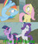 Size: 1267x1424 | Tagged: safe, edit, edited screencap, screencap, fluttershy, rainbow dash, rarity, twilight sparkle, earth pony, pegasus, pony, unicorn, g4, the return of harmony, background pony strikes again, caption, dirt horse, earth pony fluttershy, earth pony rainbow dash, earth pony rarity, earth pony twilight, female, greentext, image macro, mare, missing horn, mouthpiece, mud pony, out of character, race swap, racism, rearing, text, tfw, unicorn master race, wingless