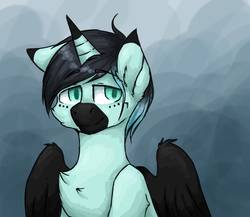 Size: 1406x1223 | Tagged: safe, artist:melpone, oc, oc only, alicorn, pony, bust, colored wings, portrait, solo