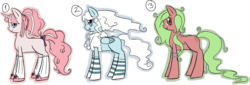 Size: 2349x802 | Tagged: safe, artist:violentdreamsofmine, oc, oc only, earth pony, pegasus, pony, unicorn, clothes, female, mare, simple background, socks, striped socks, transparent background