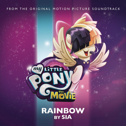 Size: 1000x1000 | Tagged: safe, songbird serenade, pegasus, pony, g4, my little pony: the movie, official, album cover, cover, cover art, female, headworn microphone, logo, rainbow (song), sia (singer), single, single cover, solo, soundtrack