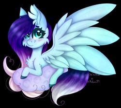 Size: 1269x1128 | Tagged: safe, artist:antaress99, artist:ohsushime, oc, oc only, oc:antares, pegasus, pony, black background, cloud, female, mare, prone, simple background, solo