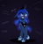 Size: 1480x1498 | Tagged: safe, artist:magnaluna, princess luna, alicorn, pony, g4, awkward, blue background, blushing, chest fluff, colored wings, colored wingtips, crossed legs, cute, cute little fangs, dialogue, ethereal mane, eye clipping through hair, fangs, female, floppy ears, forced smile, grin, heart, lunabetes, mare, nervous, offscreen character, raised hoof, simple background, smiling, solo, starry mane, text, thought bubble, waifu, wide eyes