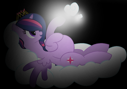 Size: 966x672 | Tagged: safe, artist:lolzers1235, twilight sparkle, alicorn, pony, g4, base used, cloud, crown, female, jewelry, pregnant, regalia, solo, twilight sparkle (alicorn)