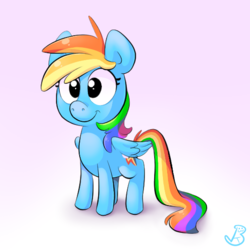 Size: 540x540 | Tagged: safe, artist:kitten-burrito, rainbow dash, pony, g4, cute, female, simple background, smiling, solo, standing