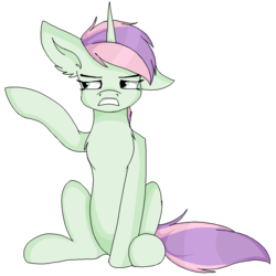 Size: 1000x1000 | Tagged: safe, artist:xcinnamon-twistx, oc, oc only, oc:minty, pony, unicorn, aggressive, commission, female, mare, pastel, pixel art, simple background, sitting, transparent background