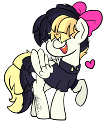 Size: 2539x3000 | Tagged: safe, artist:befishproductions, songbird serenade, pegasus, pony, g4, my little pony: the movie, bow, clothes, cute, female, hair bow, hair over eyes, heart, high res, mare, open mouth, raised hoof, shirt, signature, simple background, solo, transparent background