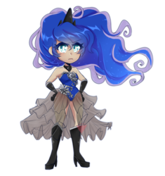Size: 1017x1080 | Tagged: safe, artist:missyandi, princess luna, human, g4, boots, clothes, evening gloves, female, gloves, high heel boots, humanized, leotard, long gloves, see-through, shoes, simple background, solo, transparent background