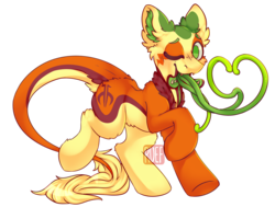 Size: 3887x2931 | Tagged: safe, artist:ruef, oc, oc only, oc:non toxic, monster pony, original species, tatzlpony, cute, high res, male, solo, tentacle tongue, tentacles