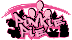 Size: 1784x1002 | Tagged: safe, artist:walkcow, pinkie pie, earth pony, pony, g4, female, graffiti, party cannon, pink, present, silhouette, simple background, solo, transparent background