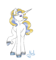 Size: 1500x1600 | Tagged: safe, artist:mah521, oc, oc only, pony, unicorn, magical gay spawn, parent:fancypants, parent:prince blueblood, raised hoof, simple background, solo, white background