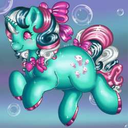 Size: 899x900 | Tagged: safe, artist:uniramacos, fizzy, twinkle eyed pony, g1, bow, female, solo