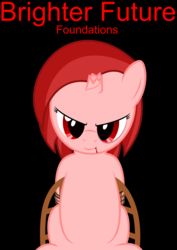 Size: 5656x8000 | Tagged: safe, artist:waveywaves, oc, oc only, oc:ruby rey, pony, comic:brighter future, absurd resolution, black eye, blood, broken horn, cover art, horn, tied to chair, tied up, vector