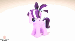 Size: 1097x610 | Tagged: safe, artist:sweet treats ponies, starlight glimmer, pony, unicorn, g4, animated, customized toy, female, figurine, filly, filly starlight glimmer, gif, irl, pigtails, ribbon, solo, toy, younger, youtube link
