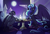 Size: 1300x871 | Tagged: safe, artist:probablyfakeblonde, nightmare moon, oc, alicorn, classical unicorn, pegasus, pony, g4, blue eyes, blue hair, canterlot, cloven hooves, curved horn, duo, eyeshadow, female, full moon, horn, leonine tail, makeup, male, mare, moon, night, piercing, pillow, sitting, sparkles, spill, stallion, stars, table, unshorn fetlocks