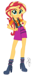 Size: 910x2048 | Tagged: safe, artist:ilaria122, sunset shimmer, equestria girls, equestria girls series, g4, boots, clothes, female, hand on hip, shoes, simple background, skirt, solo, transparent background, vector