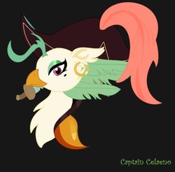 Size: 901x887 | Tagged: safe, artist:ladydragonpony, captain celaeno, anthro, g4, my little pony: the movie, beauty mark, black background, ear piercing, earring, female, jewelry, piercing, simple background, solo, sword, weapon