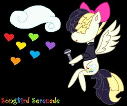 Size: 976x819 | Tagged: safe, artist:ladydragonpony, songbird serenade, pegasus, pony, g4, my little pony: the movie, black background, cutie mark, cutie mark background, female, mare, microphone, simple background, solo