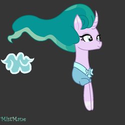 Size: 895x892 | Tagged: safe, artist:ladydragonpony, mistmane, campfire tales, g4, bust, clothes, curved horn, female, horn, solo