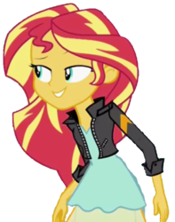 Size: 457x581 | Tagged: safe, artist:fella, edit, edited screencap, screencap, sunset shimmer, equestria girls, equestria girls specials, g4, my little pony equestria girls: dance magic, background removed, clothes, female, jacket, leather jacket, not a vector, simple background, smiling, smug, solo, transparent background