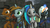 Size: 3840x2160 | Tagged: safe, artist:goatcanon, oc, oc:calamity, oc:homage, oc:littlepip, oc:velvet remedy, pegasus, pony, unicorn, fallout equestria, battle saddle, clothes, combat shotgun, crossover, fallout, fanfic, fanfic art, female, fluttershy medical saddlebag, glowing horn, gun, hat, high res, horn, jumpsuit, machine pistol, magic, male, mare, medical saddlebag, pipbuck, rifle, ruins, saddle bag, stallion, telekinesis, vault suit, wasteland, weapon, wings