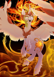 Size: 4092x5787 | Tagged: dead source, safe, artist:banoodle, daybreaker, alicorn, pony, a royal problem, g4, absurd resolution, female, mane of fire, mare, open mouth, rearing, solo