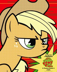 Size: 1500x1875 | Tagged: safe, applejack, g4, my little pony: the movie, official, ashleigh ball, female, modern art, movie poster, my little pony logo, pop art, poster, solo