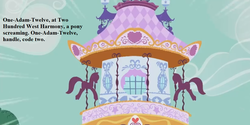 Size: 1200x600 | Tagged: safe, edit, edited screencap, editor:korora, screencap, g4, it isn't the mane thing about you, adam-12, carousel boutique, cropped, implied rarity, no pony