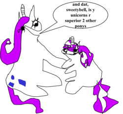 Size: 1353x1261 | Tagged: safe, artist:jacobfoolson, rarity, sweetie belle, pony, unicorn, g4, 1000 hours in ms paint, duo, duo female, female, pony racism, quality, racisty, siblings, simple background, sisters, transparent background, unicorn master race