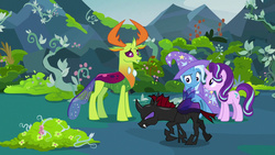 Size: 1280x720 | Tagged: safe, screencap, pharynx, starlight glimmer, thorax, trixie, changedling, changeling, pony, unicorn, g4, to change a changeling, king thorax