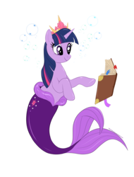 Size: 1260x1654 | Tagged: safe, artist:wastelands-knight, twilight sparkle, merpony, g4, book, female, simple background, solo, species swap, transparent background
