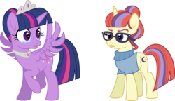 Size: 2120x1220 | Tagged: safe, artist:jitterbases, moondancer, twilight sparkle, alicorn, pony, g4, clothes, crying, simple background, sweater, transparent background, twilight sparkle (alicorn)