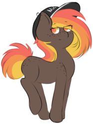 Size: 431x577 | Tagged: safe, oc, oc only, oc:heat stroke, earth pony, pony, cap, hat, simple background, solo, transparent background